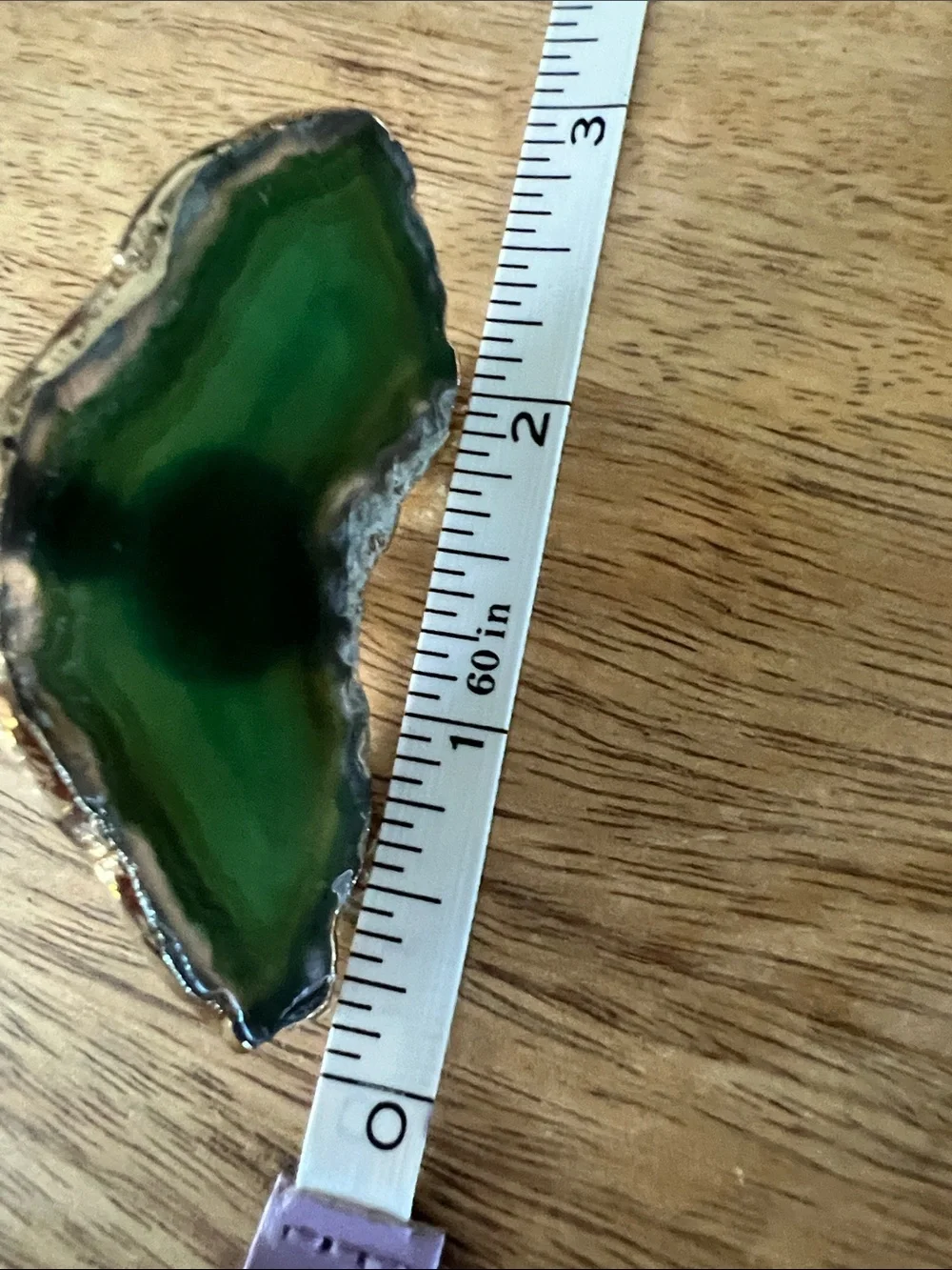 Green Agate Statement Ring with Gold Edge -adjustable